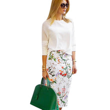 Load image into Gallery viewer, Saias Midi Skirt  Womans Skirt 2016 Fashion Floral Printing Mid-Calf Pencil Skirt High Waist Skirt #LSW
