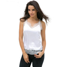 Load image into Gallery viewer, Soft Silk Crop Tops 2017 Summer Women Sexy Lace Sleeveless Casual Tank Tops  White Black T-Shirt