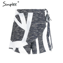 Load image into Gallery viewer, Simplee Asymmetrical geometric print women summer shorts High waist sashes fashion shorts Summer beach casual hot shorts 2017
