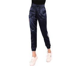 Load image into Gallery viewer, SHEIN Mid Waist Pants Women Satin Luxe Trainer Joggers Drawstring Waist Casual Trousers Women Loose Sweatpants