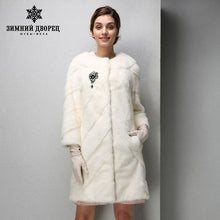 Load image into Gallery viewer, Winter Fashion O-Neck Mink Fur coat Slim fur coat women Three colors fur coats for women Genuine Leather fur coat WINTER PALACE