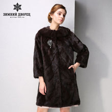 Load image into Gallery viewer, Winter Fashion O-Neck Mink Fur coat Slim fur coat women Three colors fur coats for women Genuine Leather fur coat WINTER PALACE