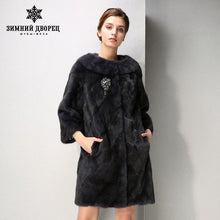Load image into Gallery viewer, Winter Fashion O-Neck Mink Fur coat Slim fur coat women Three colors fur coats for women Genuine Leather fur coat WINTER PALACE