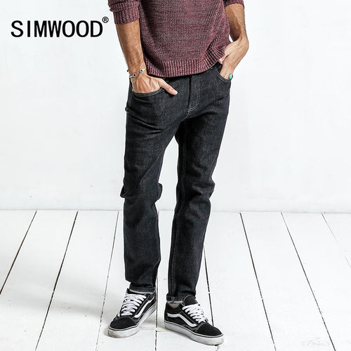SIMWOOD New Arrive Fashion Men's Jeans Slim Denim Trousers Plus Size Casual Black Men Jeans NC017028
