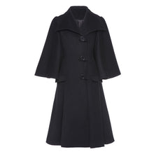 Load image into Gallery viewer, Sisjuly women black overcoats fall winter  single breasted long sleeve mid-length casual  elegant  vintage overcoats  2018 new
