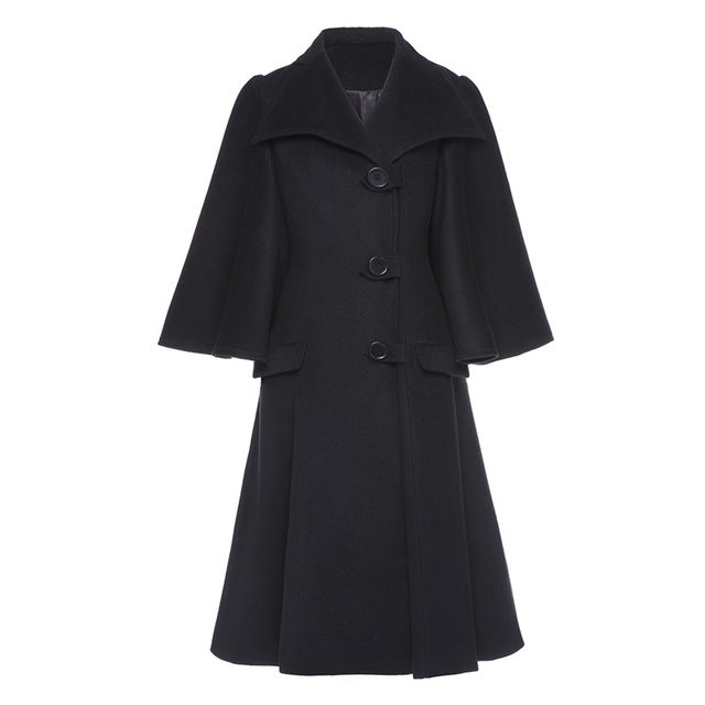 Sisjuly women black overcoats fall winter  single breasted long sleeve mid-length casual  elegant  vintage overcoats  2018 new