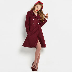 Sisjuly vintage overcoats winter autumn belt lace-up double breasted turn down collar vintage elegant fashion female overcoats