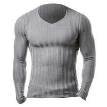 Load image into Gallery viewer, Knitted Tshirt Men Slim Fit Sweater Casual Tee Shirt Pullover V Neck Knitting T-shirt Fashion Solid Warm Top Plus Size 3XL 2018