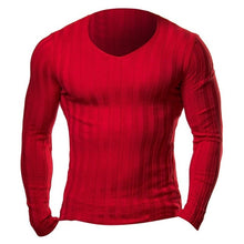 Load image into Gallery viewer, Knitted Tshirt Men Slim Fit Sweater Casual Tee Shirt Pullover V Neck Knitting T-shirt Fashion Solid Warm Top Plus Size 3XL 2018