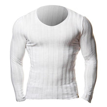 Load image into Gallery viewer, Knitted Tshirt Men Slim Fit Sweater Casual Tee Shirt Pullover V Neck Knitting T-shirt Fashion Solid Warm Top Plus Size 3XL 2018