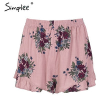Load image into Gallery viewer, Simplee Floral print shorts women Elastiac waist pleated beach summer shorts Casual streetwear loose shorts 2018