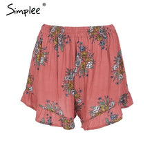 Load image into Gallery viewer, Simplee Floral print shorts women Elastiac waist pleated beach summer shorts Casual streetwear loose shorts 2018