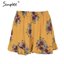 Load image into Gallery viewer, Simplee Floral print shorts women Elastiac waist pleated beach summer shorts Casual streetwear loose shorts 2018