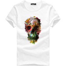 Load image into Gallery viewer, Men Boy Plus Size Punk Skull Floral Print Short Sleeve T Shirt Blouse Tops