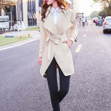 Load image into Gallery viewer, HEE GRAND New 2018 Solid Color Open Stitch Casual Trench Coat Women Turn-down Collar Long Style Full Sleeve Manteau Femme WWF436