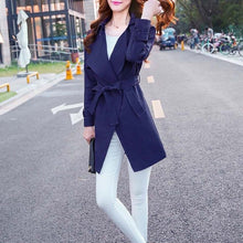 Load image into Gallery viewer, HEE GRAND New 2018 Solid Color Open Stitch Casual Trench Coat Women Turn-down Collar Long Style Full Sleeve Manteau Femme WWF436