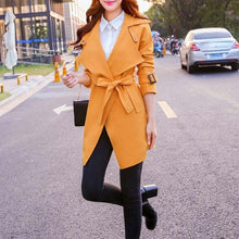 Load image into Gallery viewer, HEE GRAND New 2018 Solid Color Open Stitch Casual Trench Coat Women Turn-down Collar Long Style Full Sleeve Manteau Femme WWF436