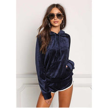 Load image into Gallery viewer, Tracksuit Women Hoodies Shorts Set Casual Velvet Long Sleeve Two Piece Set Sportswear Hooded Top Pants Ladies Sweatshirt Suits