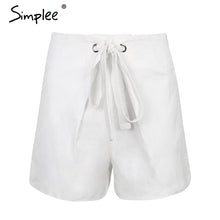 Load image into Gallery viewer, Simplee Tie up zipper plaid shorts women bottom Ring streetwear summer shorts 2018 Casual white zipper high waist shorts femme
