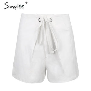 Simplee Tie up zipper plaid shorts women bottom Ring streetwear summer shorts 2018 Casual white zipper high waist shorts femme