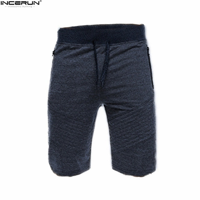 INCERUN Mens Shorts Joggers Pants Men Pleated Sweatpants Workourt Slim Short Masculino Ripped Hip Hop Short Pants Men Streetwear