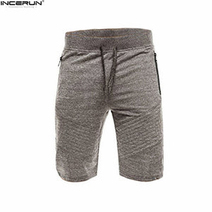 INCERUN Mens Shorts Joggers Pants Men Pleated Sweatpants Workourt Slim Short Masculino Ripped Hip Hop Short Pants Men Streetwear