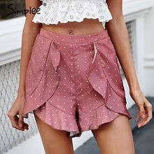 Load image into Gallery viewer, Simplee Boho print summer shorts women 2018 Elegant ruffle dot chiffon shorts High waist wide leg beach casual shorts female