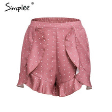 Load image into Gallery viewer, Simplee Boho print summer shorts women 2018 Elegant ruffle dot chiffon shorts High waist wide leg beach casual shorts female