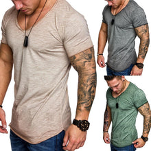 Load image into Gallery viewer, 2018 Summer Gradient Color Casual Tshirts Men Crew Neck Short Sleeve Loose Fitness Joggers Muscle Tee Bodybuilding T-Shirts