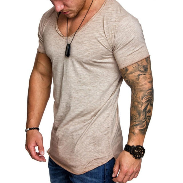 2018 Summer Gradient Color Casual Tshirts Men Crew Neck Short Sleeve Loose Fitness Joggers Muscle Tee Bodybuilding T-Shirts