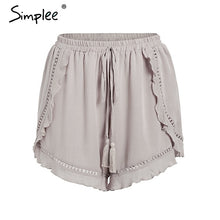 Load image into Gallery viewer, Simplee Ruffle tassel mini shorts women Floral print beach summer shorts female Streetwear elastic hight waist shorts 2018