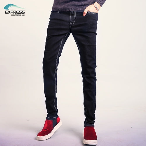 Comfortable Zipper Fly Midweight Softener Slim Full Length Mid New Arrival Men's Pants 2017 New Autumn And Winter Casual Jeans