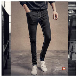 Comfortable Zipper Fly Midweight Softener Slim Full Length Mid New Arrival Men's Pants 2017 New Autumn And Winter Casual Jeans
