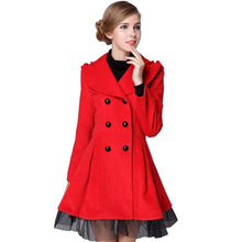 Load image into Gallery viewer, 2018 Autumn Winter Fashion Women Woolen Coat double-breasted Lapel Long Sleeve Skirt Outwear Coat