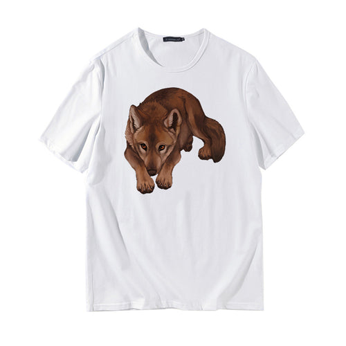 Mens T Shirt Animal Printting Modal Cotton Cool White O Neck Loose T-shirt Summer Fashion Clothing