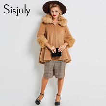 Load image into Gallery viewer, Sisjuly Women Winter Cape Coat Vintage Elegant Wool Camel Loose Thick Fashion Outwear 2xl Zipper Regular Length Warm Autumn Coat