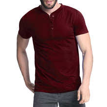 Load image into Gallery viewer, 2018 Men&#39;s T-shirt Henley Shirts Casual Muscle Tee Short Sleeve Pullover Tshirt Men Clothes Fashion Slim Fit Male Top 3XL Hombre