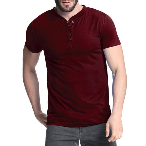 2018 Men's T-shirt Henley Shirts Casual Muscle Tee Short Sleeve Pullover Tshirt Men Clothes Fashion Slim Fit Male Top 3XL Hombre