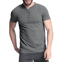 Load image into Gallery viewer, 2018 Men&#39;s T-shirt Henley Shirts Casual Muscle Tee Short Sleeve Pullover Tshirt Men Clothes Fashion Slim Fit Male Top 3XL Hombre