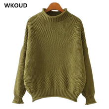Load image into Gallery viewer, WKOUD New Candy Colors Shorts Sweater 2018 Turtleneck Knitted Pullover Women's Casual Jumper Sweaters Streetwear M8166