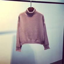 Load image into Gallery viewer, WKOUD New Candy Colors Shorts Sweater 2018 Turtleneck Knitted Pullover Women's Casual Jumper Sweaters Streetwear M8166