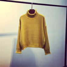 Load image into Gallery viewer, WKOUD New Candy Colors Shorts Sweater 2018 Turtleneck Knitted Pullover Women's Casual Jumper Sweaters Streetwear M8166