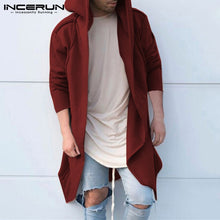 Load image into Gallery viewer, 2018 Hiphop Mens Hoodies Sweatshirts Mantle Hoody Long Irregular Hem Hombre Solid Loose Fit Hoody Autumn Long Sleeve Cardigan