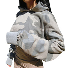 Load image into Gallery viewer, Women Long Sleeve Hoodie Camouflage Short Sweatshirt Tops Blouse