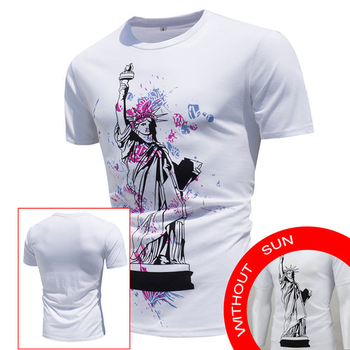 Fashion Photochromism T-shirt With Statue of Liberty Print