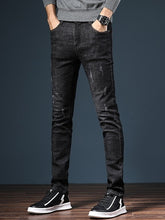 Load image into Gallery viewer, HAOKEKE Jeans Men Elastic Slim Fit Pencil Pants Male Denim Trouser Man Jeans Black Blue
