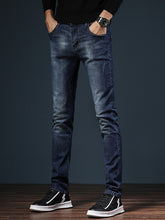 Load image into Gallery viewer, HAOKEKE Jeans Men Elastic Slim Fit Pencil Pants Male Denim Trouser Man Jeans Black Blue