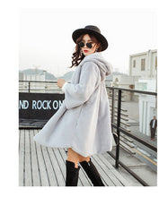 Load image into Gallery viewer, Pink Black Winter Faux Fur Teddy Coat Women Harajuku Streetwear Mid Long Outerwear Hooded  Warm Woman Coats Woman Manteau Femme