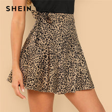 Load image into Gallery viewer, SHEIN Multicolor Knot Side Leopard Print  Ruffle Above Knee Skirt Elegant Weekend Casual Mid Waist Women Autumn Mini Skirts
