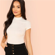 Load image into Gallery viewer, SHEIN Modern Lady Weekend Casual Rib Knit Crop Round Neck Slim Fit Long Sleeve Pullovers T-shirt 2018 Autumn Women Tshirt Top
